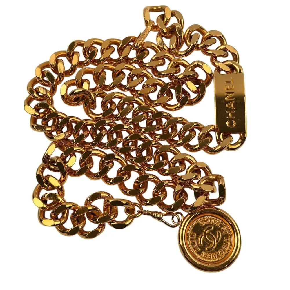 CHANEL | Accessories | Chanel Logo Id 24k Gold Plated Chain  display picture 2